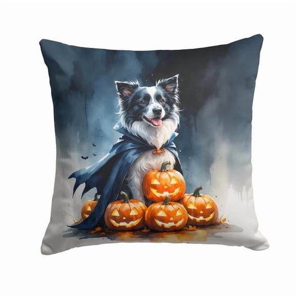 Carolines Treasures DAC8405PW1414 14 x 14 in. Border Collie Puppy Halloween Throw Pillow