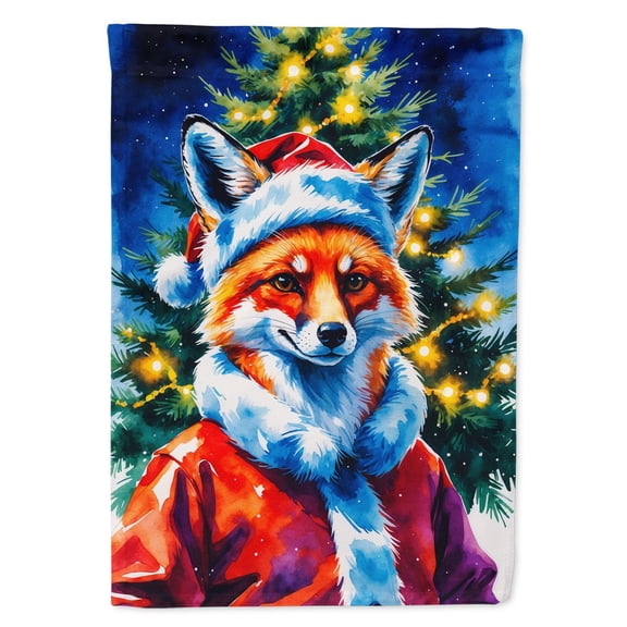 Caroline's Treasures Fox Christmas House Flag Large Porch Sleeve Pole Decorative Outside Yard Banner Artwork Wall Hanging, Polyester, House Size, Multicolor