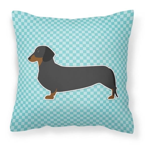 Carolines Treasures BB3682PW1818 Dachshund Checkerboard Blue Fabric Decorative Pillow