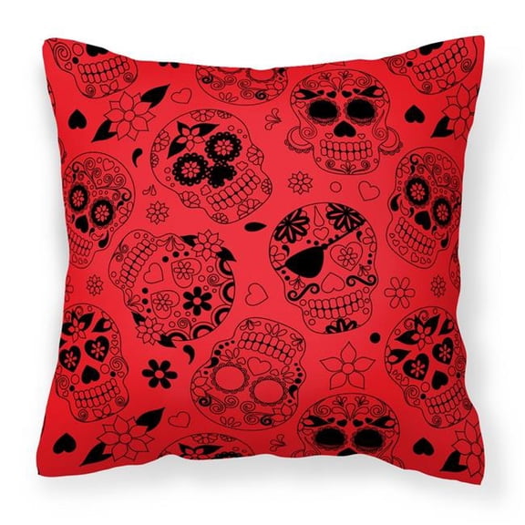 Carolines Treasures  Day of the Dead Orange Fabric Decorative Pillow - Orange - 14 x 3 x 14 in.