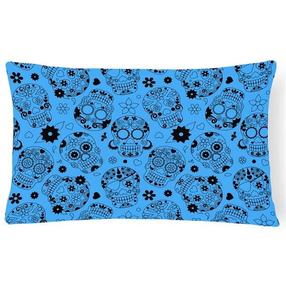 Carolines Treasures Day of the Dead Red Canvas Fabric Decorative Pillow - Red - 12in. H x 3in. W x 16in. L