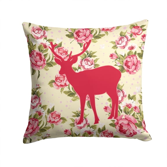Carolines Treasures Deer Shabby Chic Yellow Roses Fabric Decorative Pillow 14Hx14W multicolor
