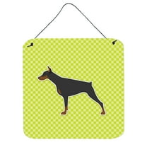Carolines Treasures BB3860DS66 Doberman Pinscher Checkerboard Green Wall or Door Hanging Prints