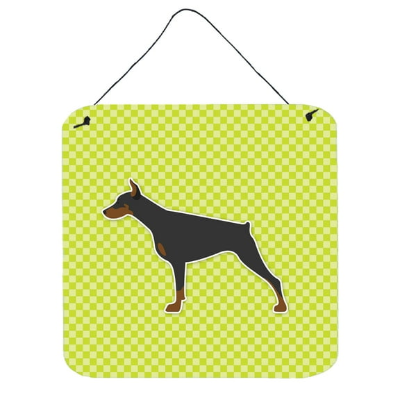 Carolines Treasures BB3860DS66 Doberman Pinscher Checkerboard Green Wall or Door Hanging Prints