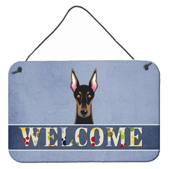 Caroline's Treasures BB1431DS812 Doberman Welcome Wall or Door Hanging Prints , 8x12, multicolor