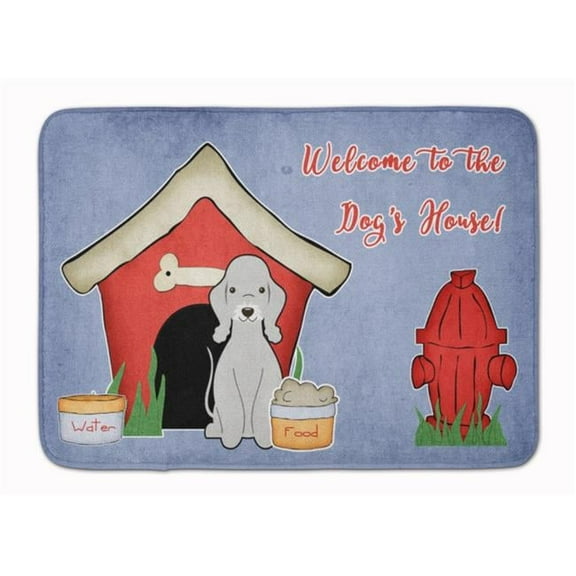 Carolines Treasures  Dog House Bedlington Terrier Blue Machine Washable Memory Foam Mat - Blue - 19in. H x 0.25in. W x 27in. L