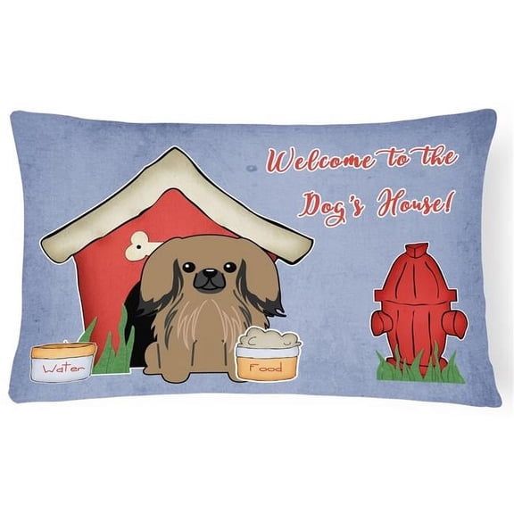 Carolines Treasures Dog House Collection Pekingnese Tan Canvas Fabric Decorative Pillow - Tan - 12in. H x 3in. W x 16in. L