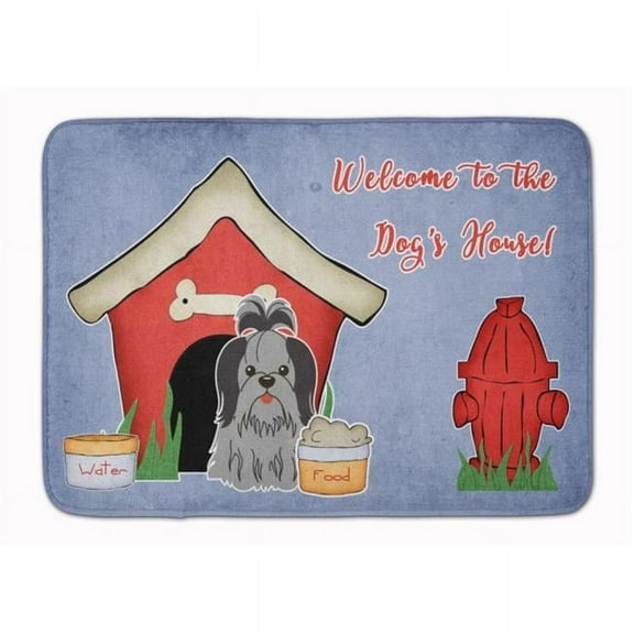 Carolines Treasures  Dog House Shih Tzu Black & Silver Machine Washable Memory Foam Mat - Black & Silver - 19in. H x 0.25in. W x 27in. L