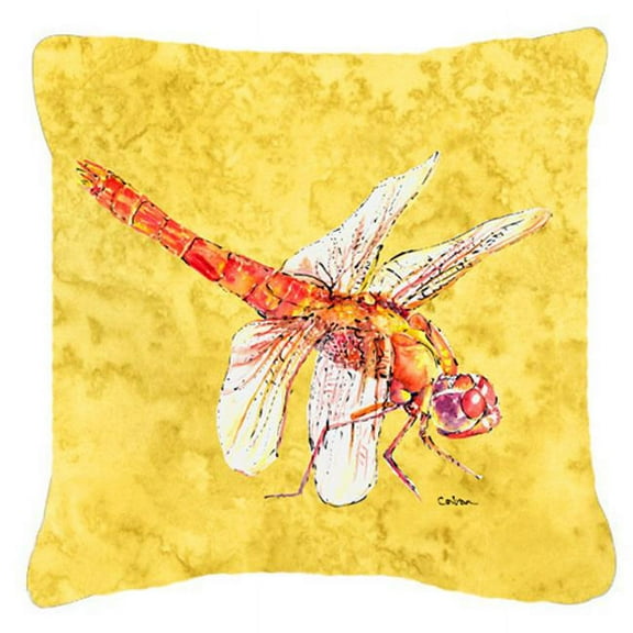 Carolines Treasures Dragonfly On Yellow Indoor & Outdoor Fabric Decorative Pillow