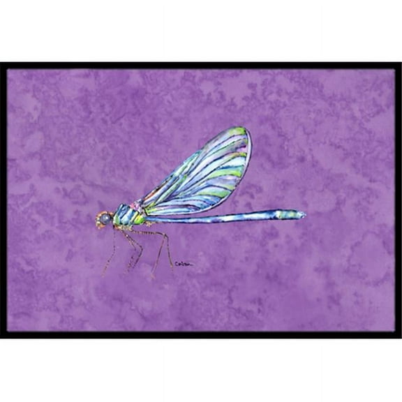 Carolines Treasures  Dragonfly on Purple Indoor Or Outdoor Doormat - 18 x 27 in.