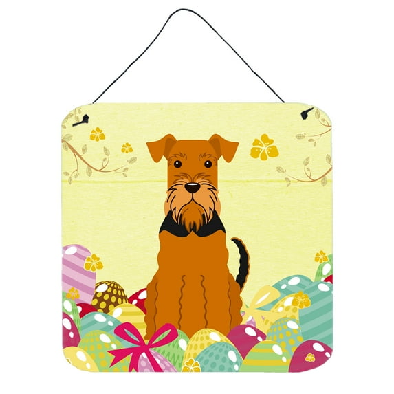 Carolines Treasures BB6041DS66 Easter Eggs Airedale Wall or Door Hanging Prints