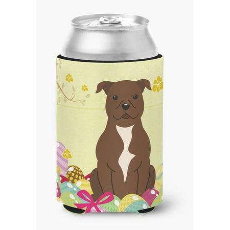Carolines Treasures Easter Eggs Staffordshire Bull Terrier Chocolate Can or Bottle Hugger Can Hugger multicolor