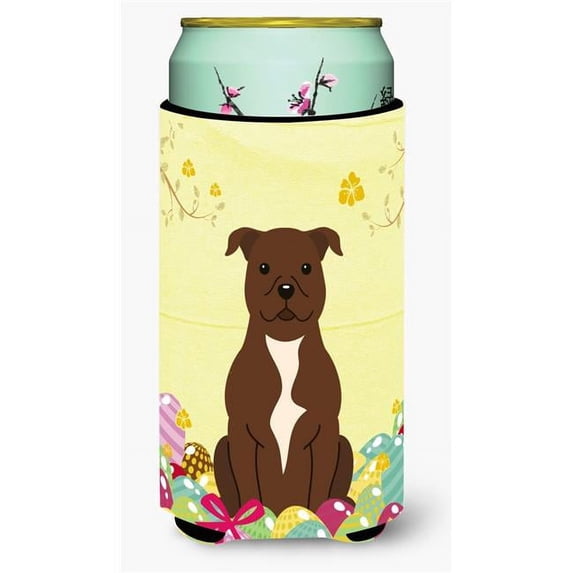 Carolines Treasures Easter Eggs Staffordshire Bull Terrier Chocolate Tall Boy Beverage Insulator Hugger