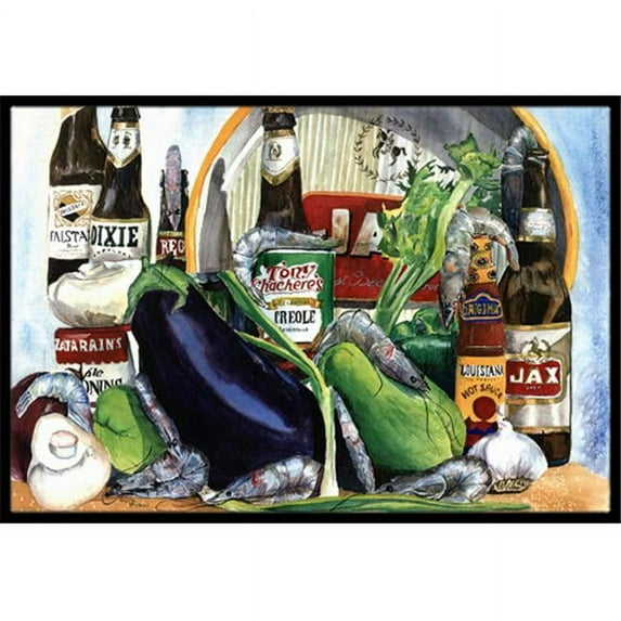 Carolines Treasures Eggplant and New Orleans Beers Indoor Or Outdoor Doormat