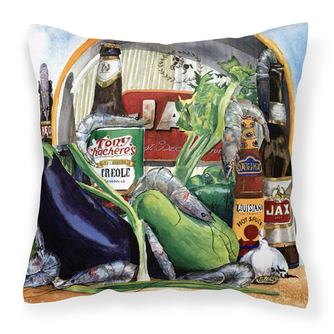 Eggplant and New Orleans Beers Fabric Decorative Pillow
