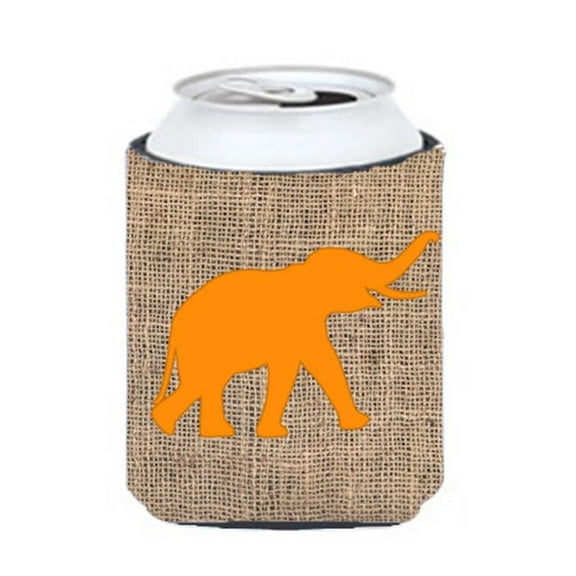 Carolines Treasures Elephant Burlap and Orange Can or Bottle Hugger