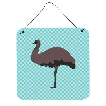 Carolines Treasures BB8096DS66 Emu Blue Check Wall or Door Hanging Prints, 6 x 6 in.