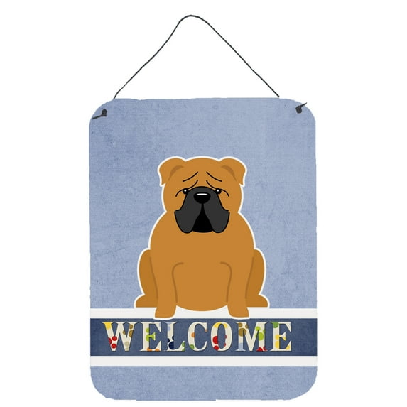 Caroline's Treasures BB5703DS1216 English Bulldog Red Welcome Wall or Door Hanging Prints, 12x16, multicolor