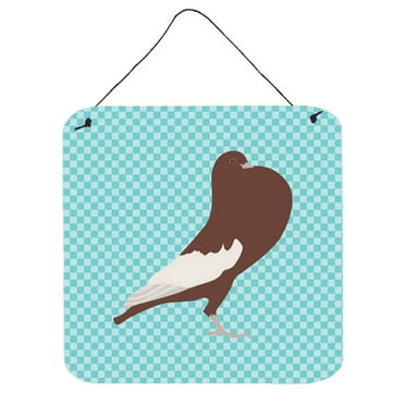 Carolines Treasures BB8128DS66 English Pouter Pigeon Blue Check Wall or Door Hanging Prints, 6 x 6 in.