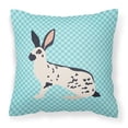thumbnail image 1 of Carolines Treasures BB8135PW1818 English Spot Rabbit Blue Check Fabric Decorative Pillow, 18 x 18 in., 1 of 2