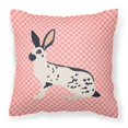 thumbnail image 1 of Carolines Treasures BB7961PW1818 English Spot Rabbit Pink Check Fabric Decorative Pillow, 18 x 18 in., 1 of 2