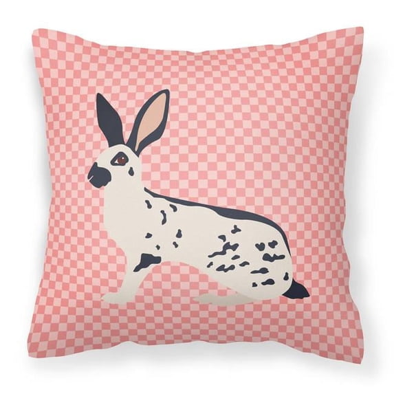 Carolines Treasures BB7961PW1818 English Spot Rabbit Pink Check Fabric Decorative Pillow, 18 x 18 in.
