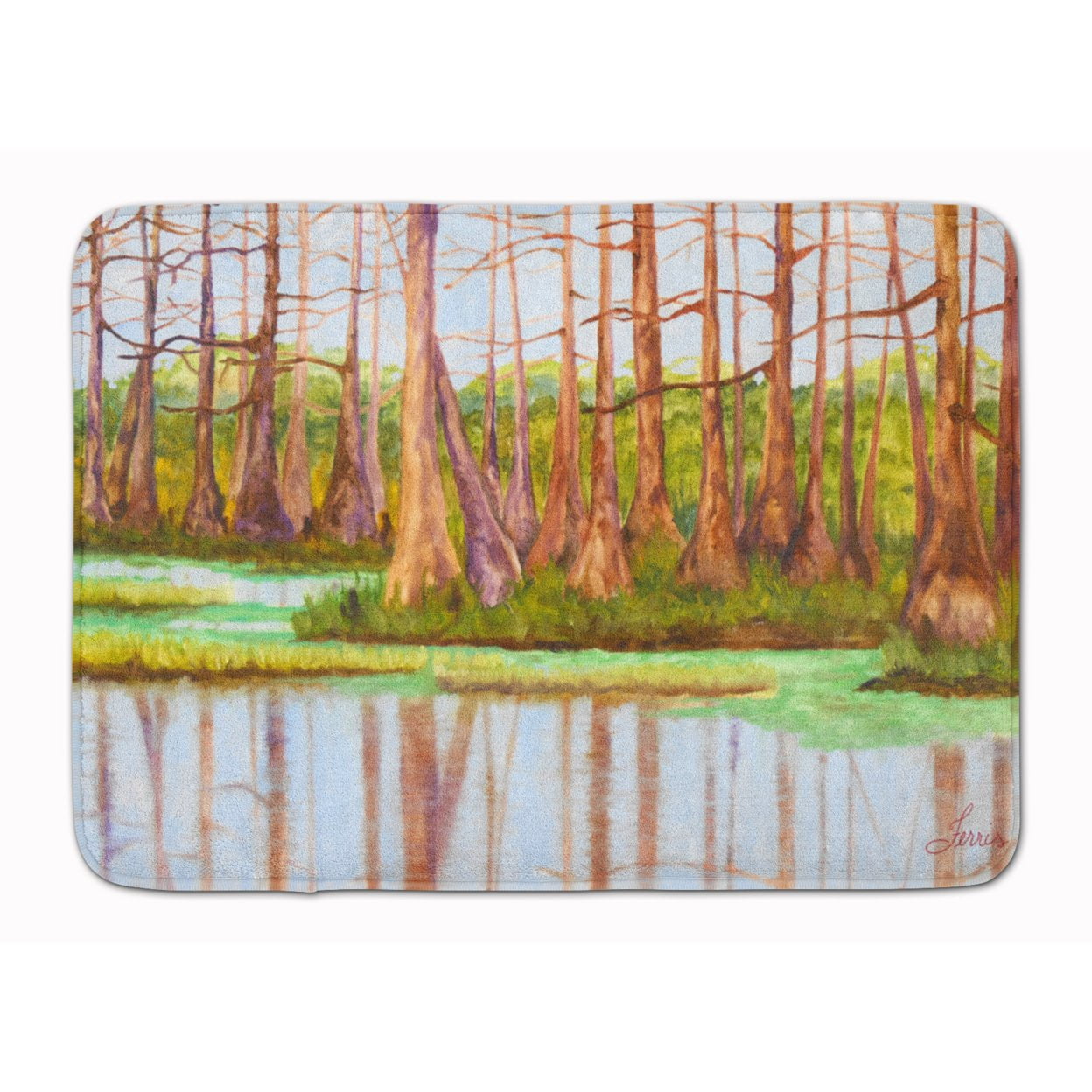 Bayou Scene Multicolor Memory Foam Rectangular Rug