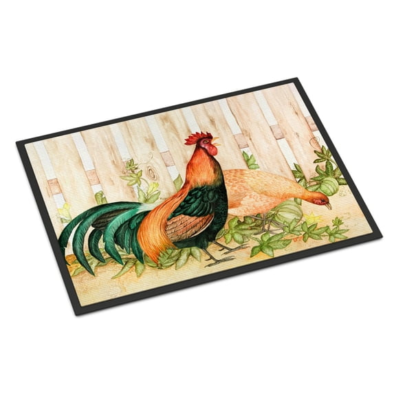 Carolines Treasures FHC1009JMAT Chicken and Rooster by Ferris Hotard Doormat 24x36 36"L x 24"W multicolor