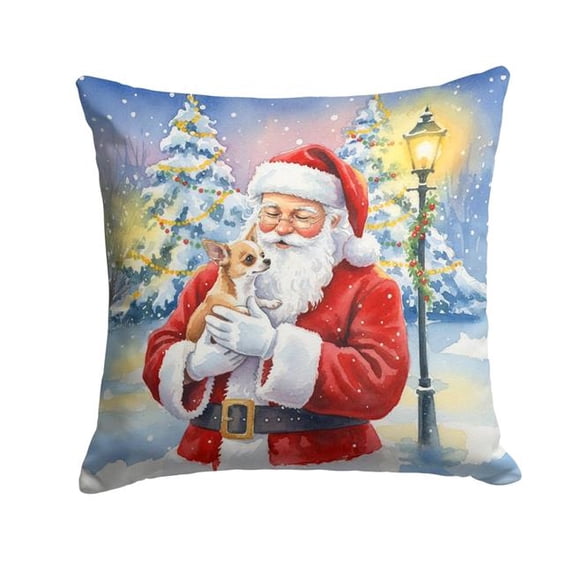 Carolines Treasures FNT1023PW1818 18 x 18 in. Chihuahua with Santa Claus Throw Pillow