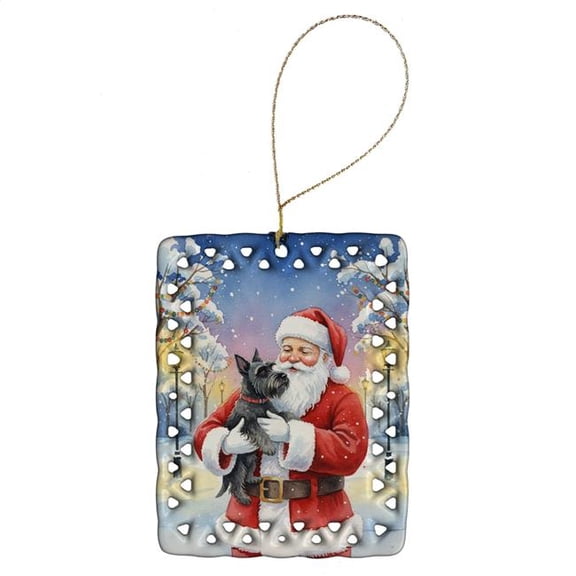 Carolines Treasures FNT1078CO2 3.4 x 2.6 in. Scottish Terrier with Santa Claus Porcelain Ornament
