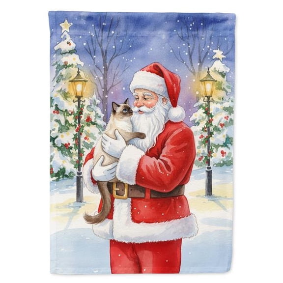 Carolines Treasures FNT1098GF 15.5 x 11.25 in. Balinese Cat with Santa Claus Garden Flag
