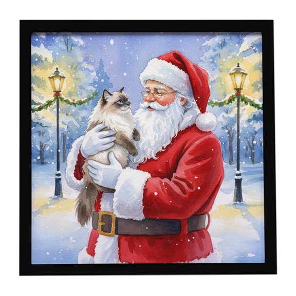Carolines Treasures FNT1124MFP88 8 x 8 in. Himalayan Cat with Santa Claus Framed Metal Print