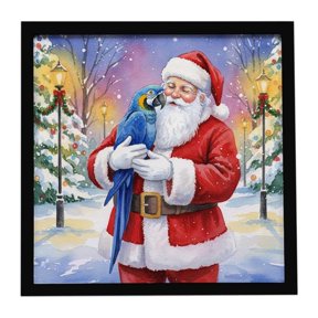 Carolines Treasures FNT1198MFP88 8 x 8 in. Hyacinth Macaw with Santa Claus Framed Metal Print
