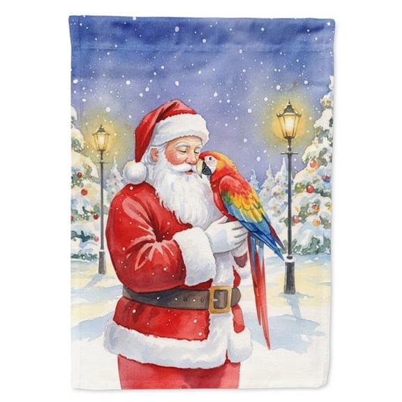 Carolines Treasures FNT1217CHF 40 x 28 in. Scarlet Macaw with Santa Claus House Flag