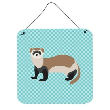 Carolines Treasures BB8052DS66 Ferret Blue Check Wall or Door Hanging Prints, 6 x 6 in.