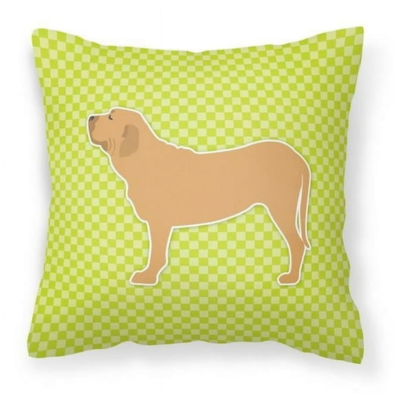 Carolines Treasures BB3879PW1414 Fila Brasileiro Checkerboard Green Fabric Decorative Pillow