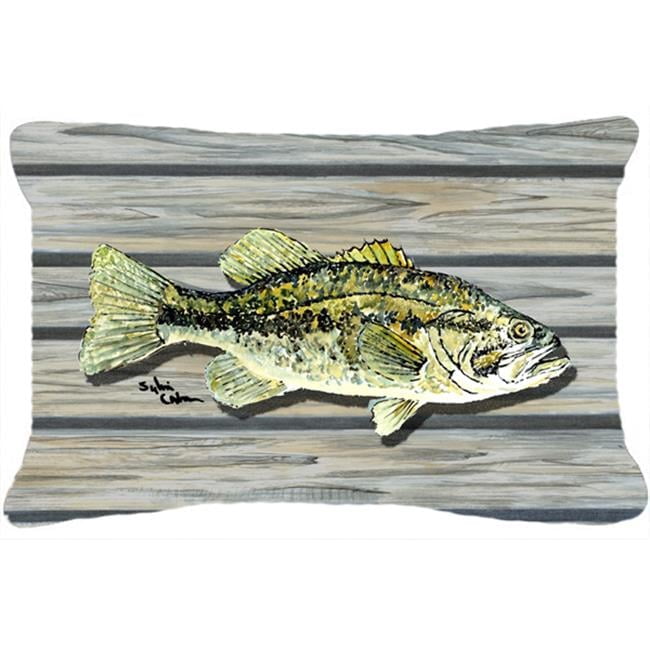 Carolines Treasures  Fish Bass Small Mouth Indoor & Outdoor Fabric Decorative Pillow