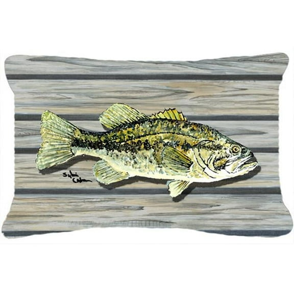 Carolines Treasures  Fish Bass Small Mouth Indoor & Outdoor Fabric Decorative Pillow