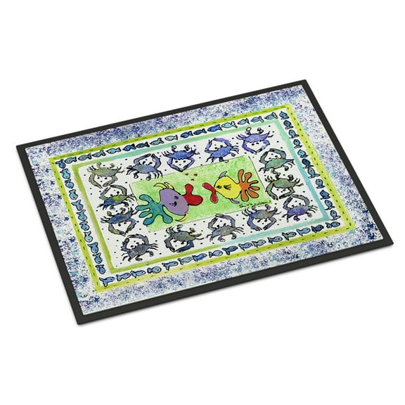 Carolines Treasures 8073-MAT Fish Kissing Fish Indoor or Outdoor Doormat, 18" x 27", Multicolor