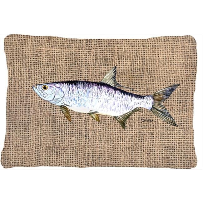 Carolines Treasures  Fish - Tarpon Indoor & Outdoor Decorative Fabric Pillow - 12 x 16 in.