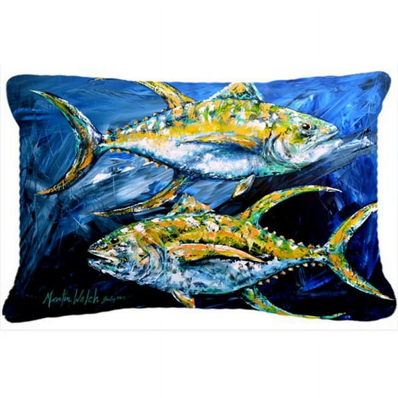 Carolines Treasures Fish - Tuna Tuna Blue Indoor & Outdoor Fabric Decorative Pillow - 12 x 16 In.
