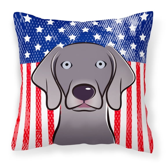 Carolines Treasures Flag and Weimaraner Fabric Decorative Pillow 14Hx14W multicolor