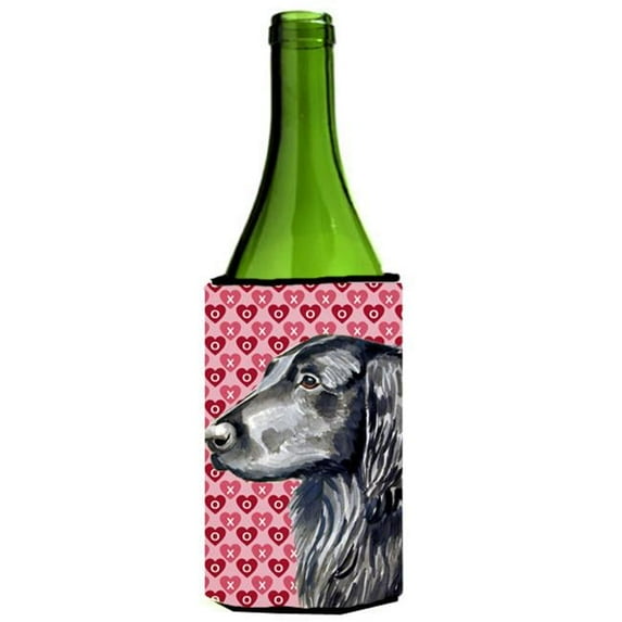 Carolines Treasures Flat Coated Retriever Love Valentines Day Portrait Wine Bottle Hugger