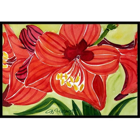 Carolines Treasures Flower - Amaryllis Indoor Or Outdoor Mat - 18 x 27 in.