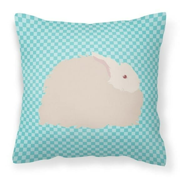 Carolines Treasures BB8133PW1414 Fluffy Angora Rabbit Blue Check Fabric Decorative Pillow, 14 x 14 in.