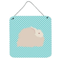 Carolines Treasures BB8133DS66 Fluffy Angora Rabbit Blue Check Wall or Door Hanging Prints, 6 x 6 in.