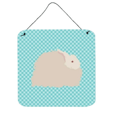 Carolines Treasures BB8133DS66 Fluffy Angora Rabbit Blue Check Wall or Door Hanging Prints, 6 x 6 in.