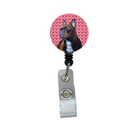 Carolines Treasures LH9160BR French Bulldog Valentines Love and Hearts Retractable Badge Reel or ID Holder with Clip