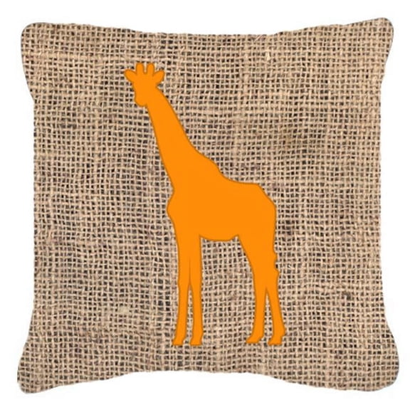 Carolines Treasures  Giraffe Burlap and Orange Decorative Fabric Pillow