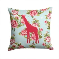 Carolines Treasures Giraffe Shabby Chic Blue Roses Canvas Fabric Decorative Pillow BB1001 14Hx14W multicolor